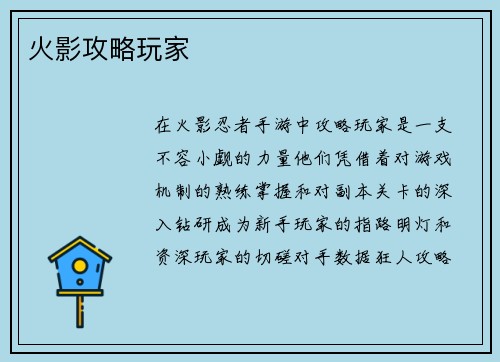 火影攻略玩家
